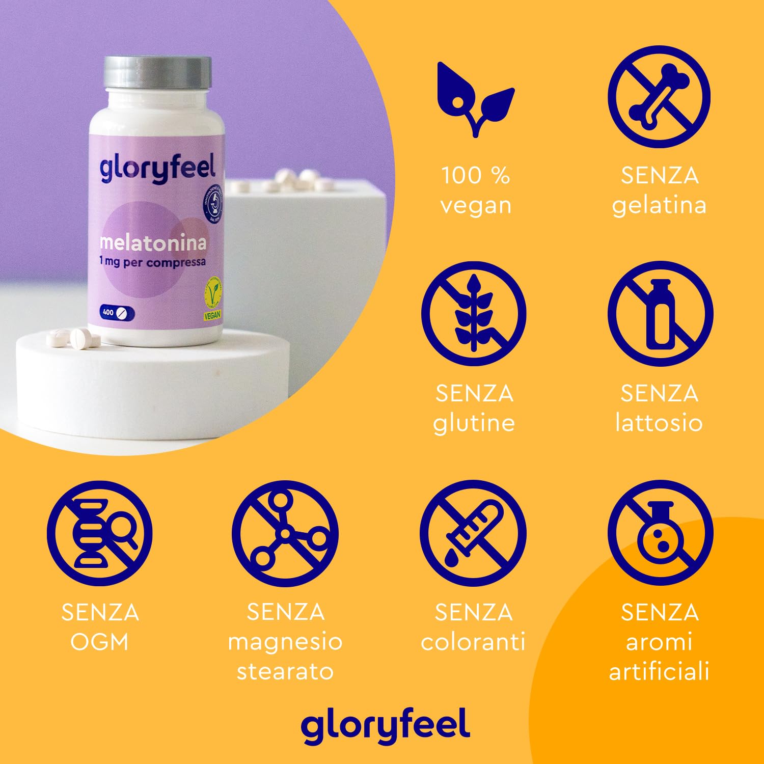 Melatonina Forte Pura per Dormire, Scorta +1 Anno, 400 Compresse, 1 mg per Compressa, per Prendere Sonno e per Fisiologico Rilassamento, Melatonina Forte per Dormire, Testato in Laboratorio, Vegan