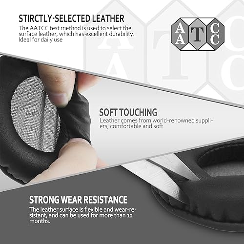 Miniatura 5 de Krone Kalpasmos Almohadillas de repuesto para auriculares de 2.953 in para auriculares Audio Technica ATH S200BT, fundas de repuesto para Sony