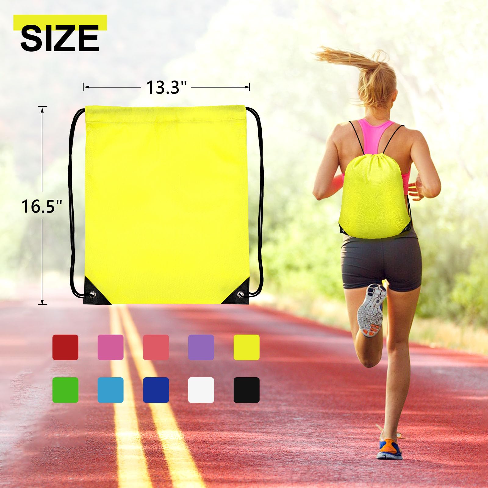 Grneric Sac à dos en nylon avec cordon de serrage pour salle de sport, fête, voyage