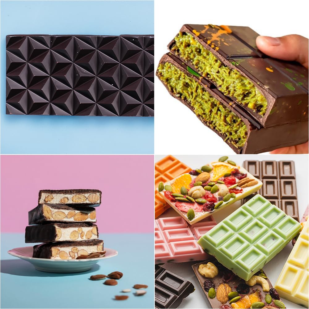 Kinyoda 3 PCS Stampi Cioccolatini, Stampo per Cioccolato Dubai, Stampo per Tavoletta di Cioccolato, Antiaderente, senza BPA, per Cioccolatini Dubai,Tavoletta Cioccolato,Torrone,Caramelle