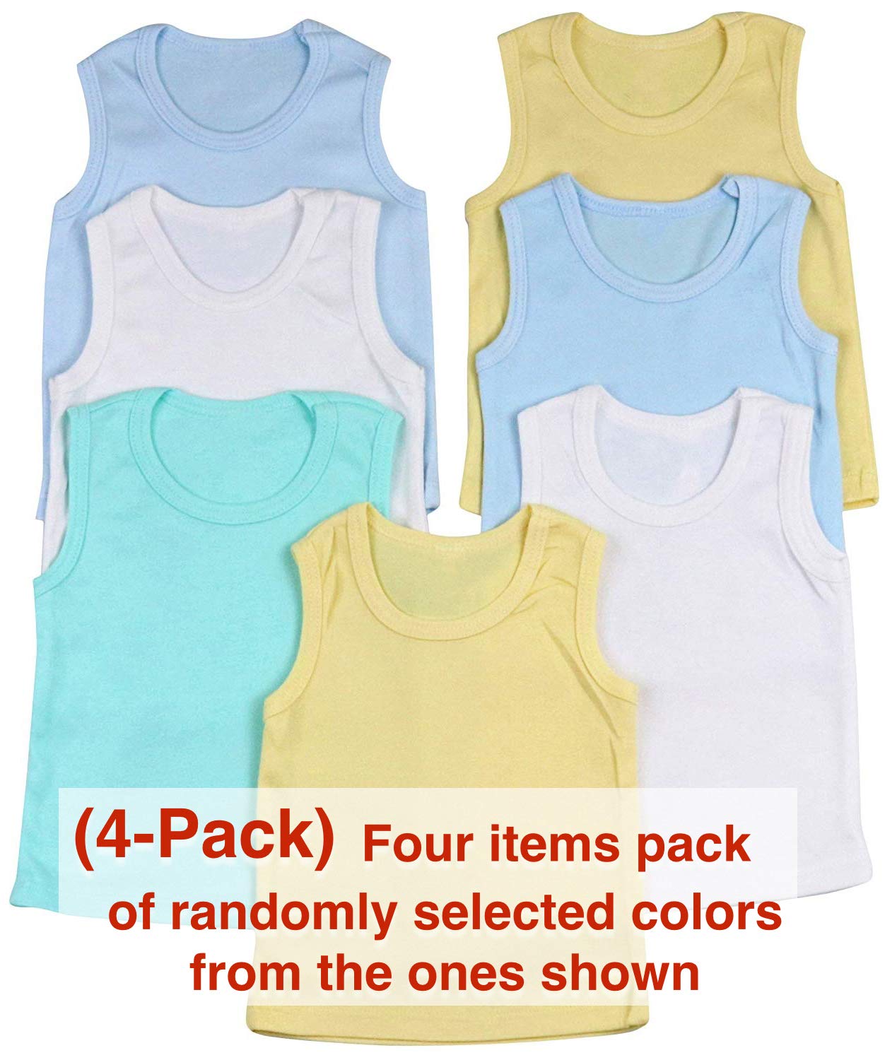 ToBeInStyle Paquete de 4 camisetas sin mangas 100% algodón unisex para uso diario