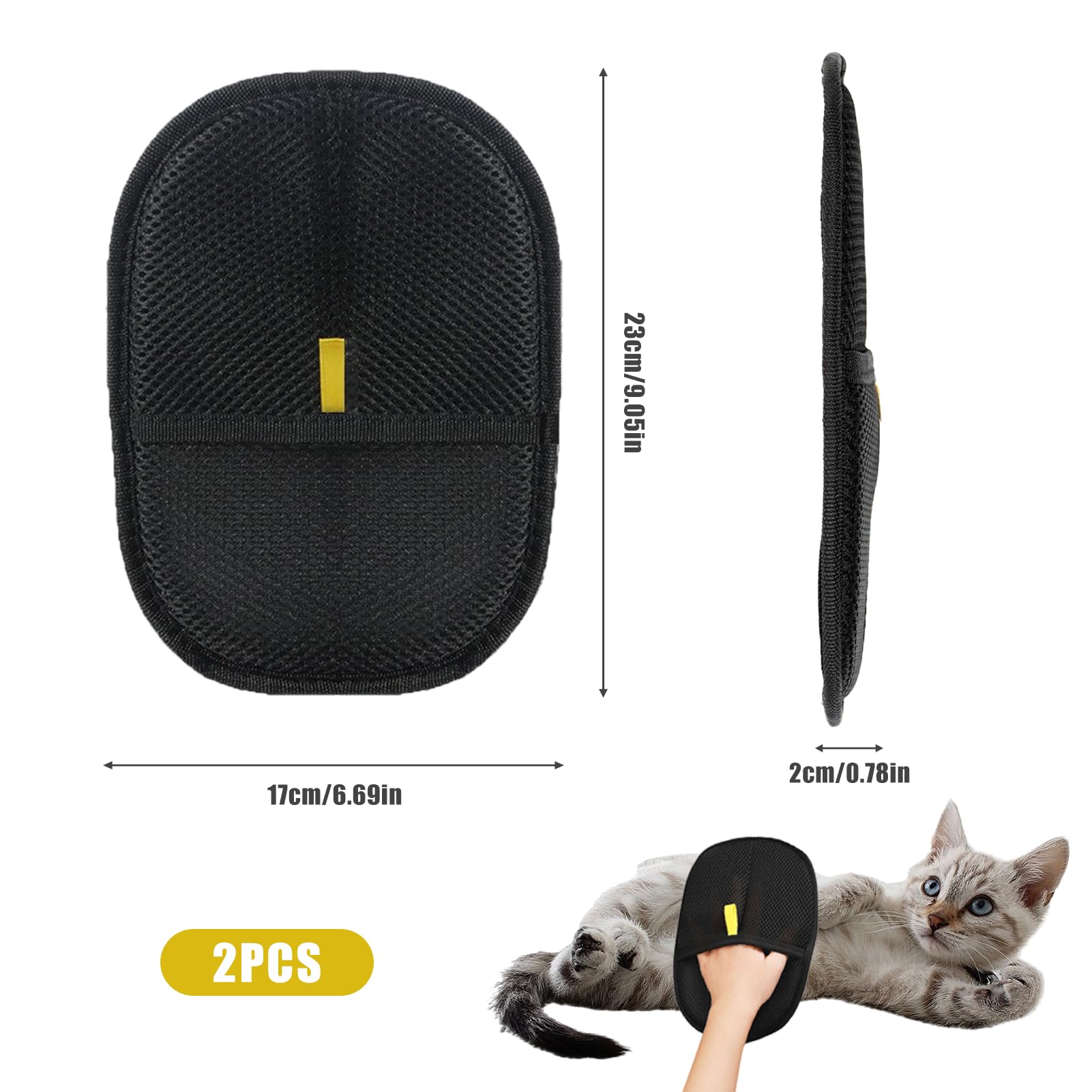 Zovator Lot de 2 gants d'épilation pour chats et chiens, gants de toilettage double face, réutilisables, pour canapé, voiture, meubles