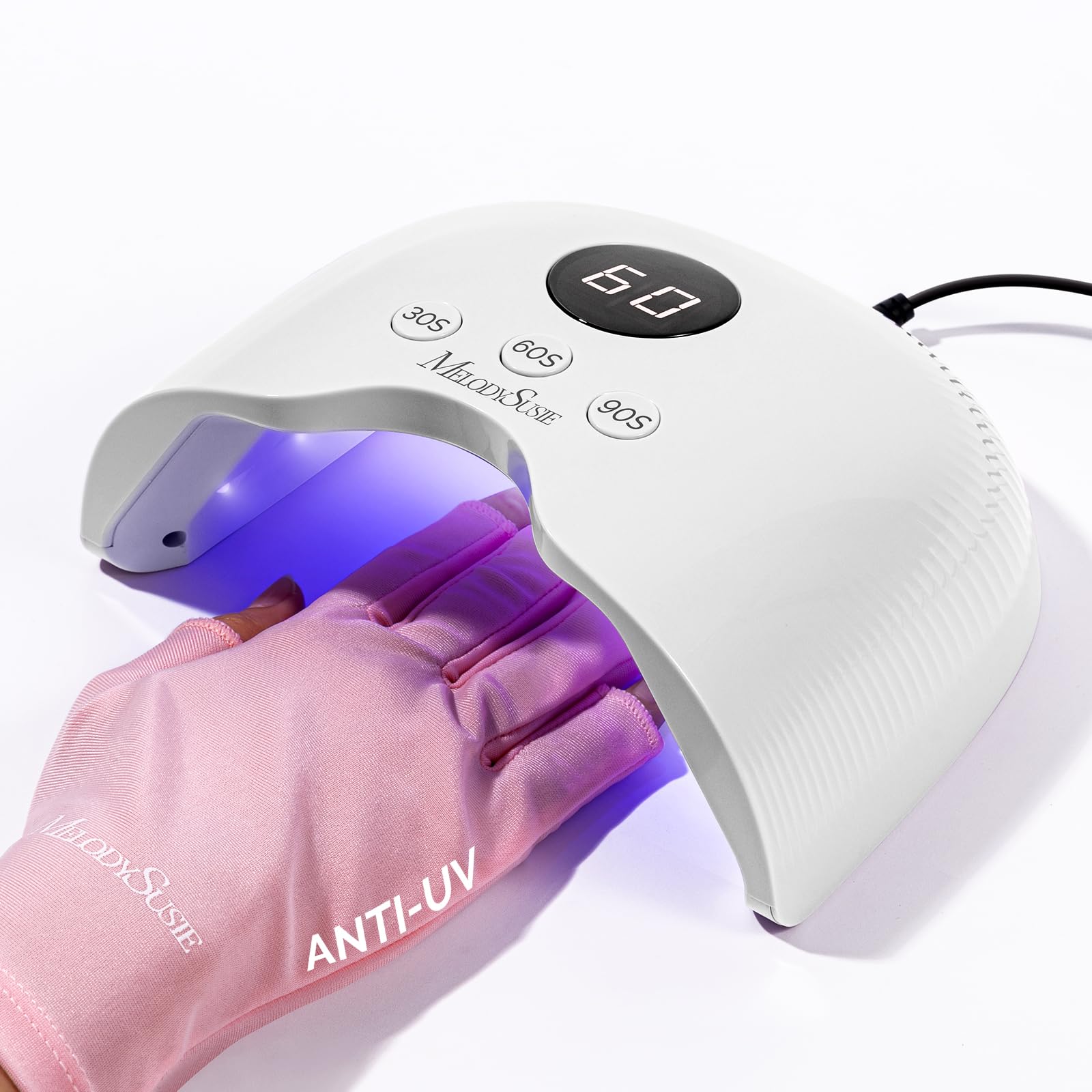 MelodySusie UV Nail Lamp P-Plus30A with UV Gloves for Gel Nail Polish