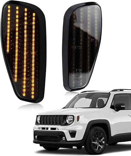 Lentes ahumadas ámbar para guardabarros delantero LED, luces de marcador laterales compatibles con Jeep Renegade SUV 2015 2016 2017 2018 2019 2020
