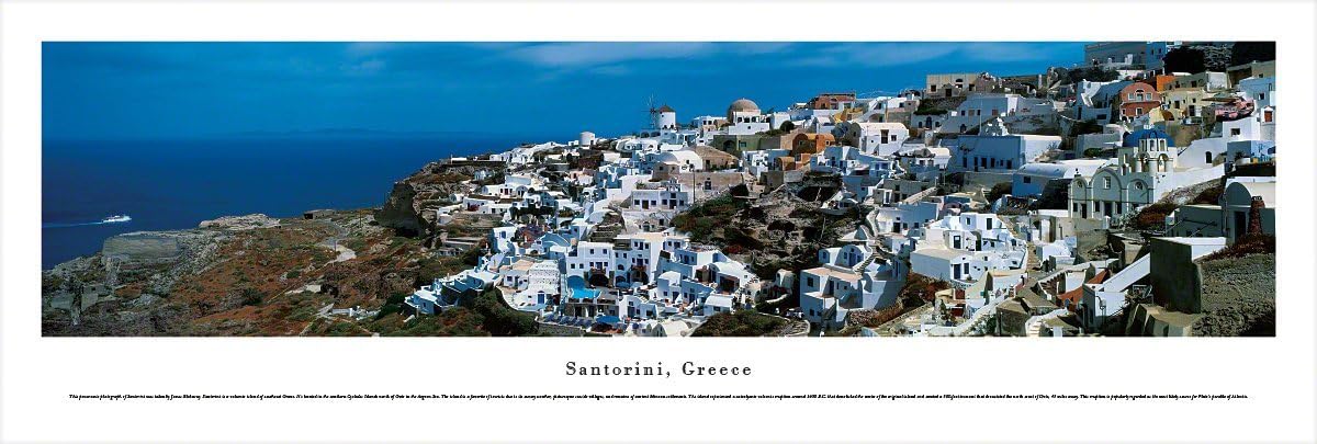 Santorini, Greece - Blakeway Panoramas Skyline Posters with Select Frame