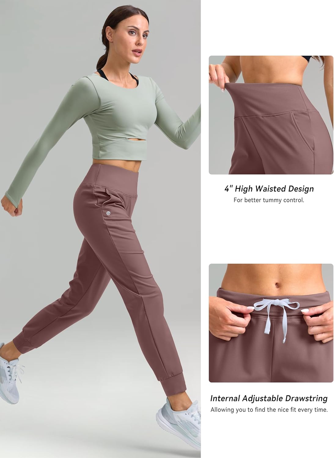 G Gradual Women's Fleece Lined Joggers High Waisted Water Resistant Thermal Hiking Pants Cold Weather Sweatpants with Pockets - Image 6