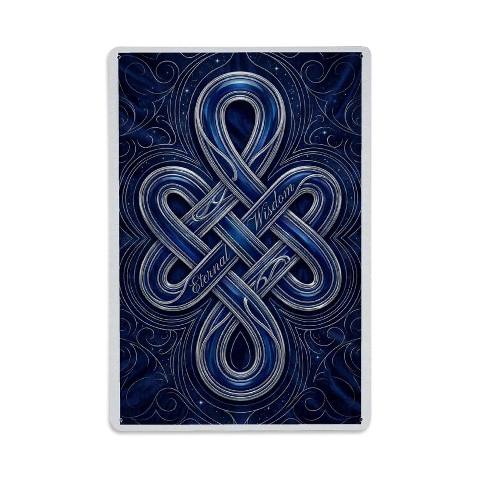 Buddhist Endless Knot Mandala Zen Symbol Spiritual Balance Metal Tin Sign Plaque Wall Decor for Cafe, Man Cave, Club Bar, Office, Home Garden Round Metal Poster 8x12Inch