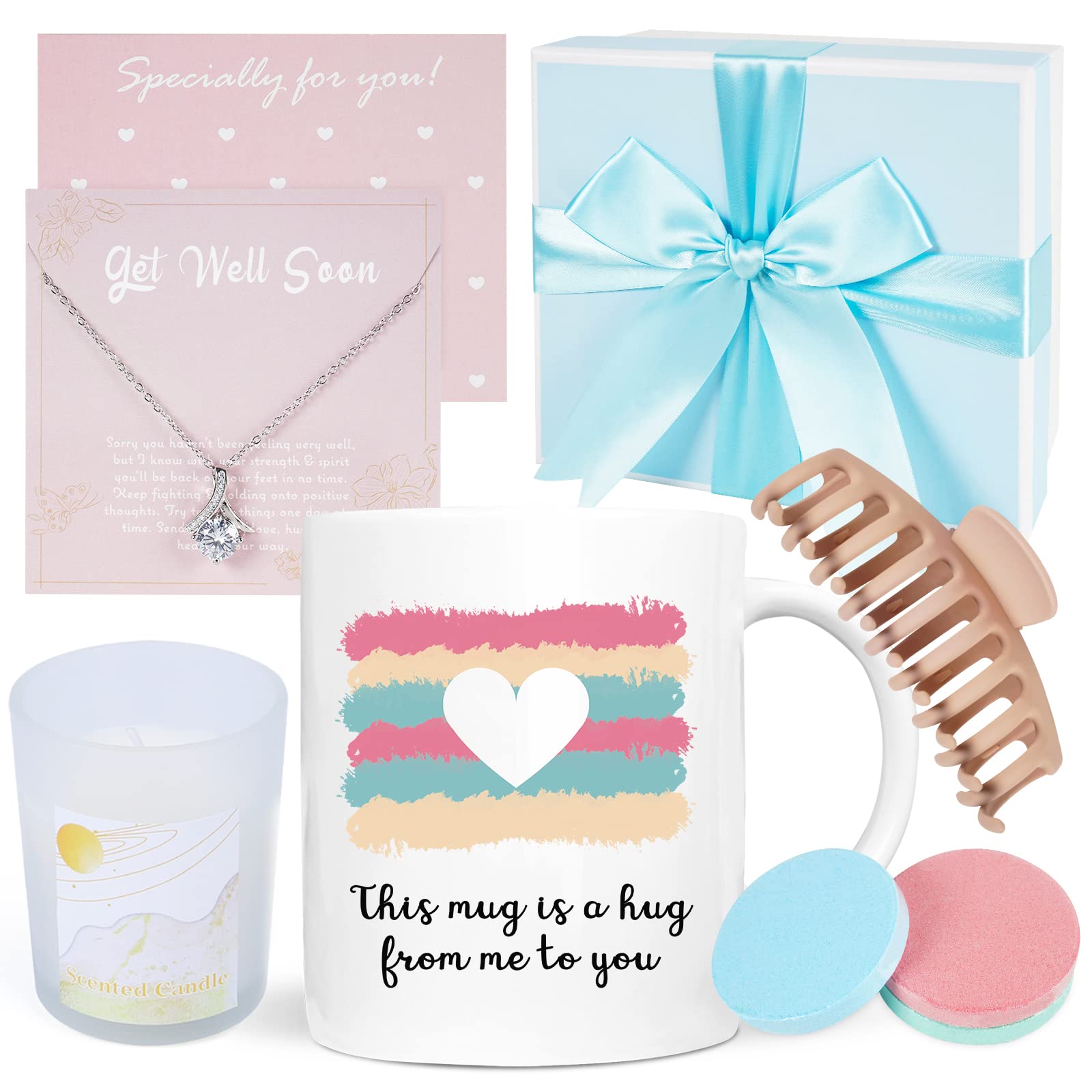 Get Well Soon Gift Basket for Her - Self Care Package Feel Better Gift for Women Men - Encourage Relaxtion Mug Gift Box for Famliy Friends After Injury Recovery