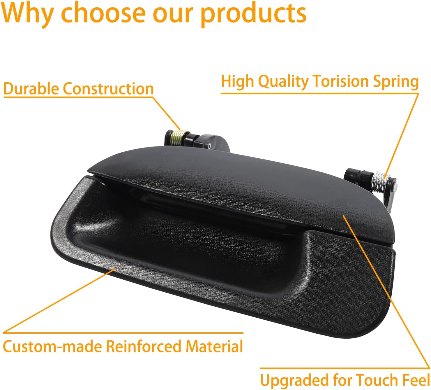 Tailgate Door Handle Exterior, Compatible with 1997-2007 Ford F150 F250 F350 F450 F550 Super Duty, 01-03 Ford Lobo, Without Key Hole | Replace# 1L3Z-9943400-BAA, 77726 Outside Tail gate Liftgate Latch