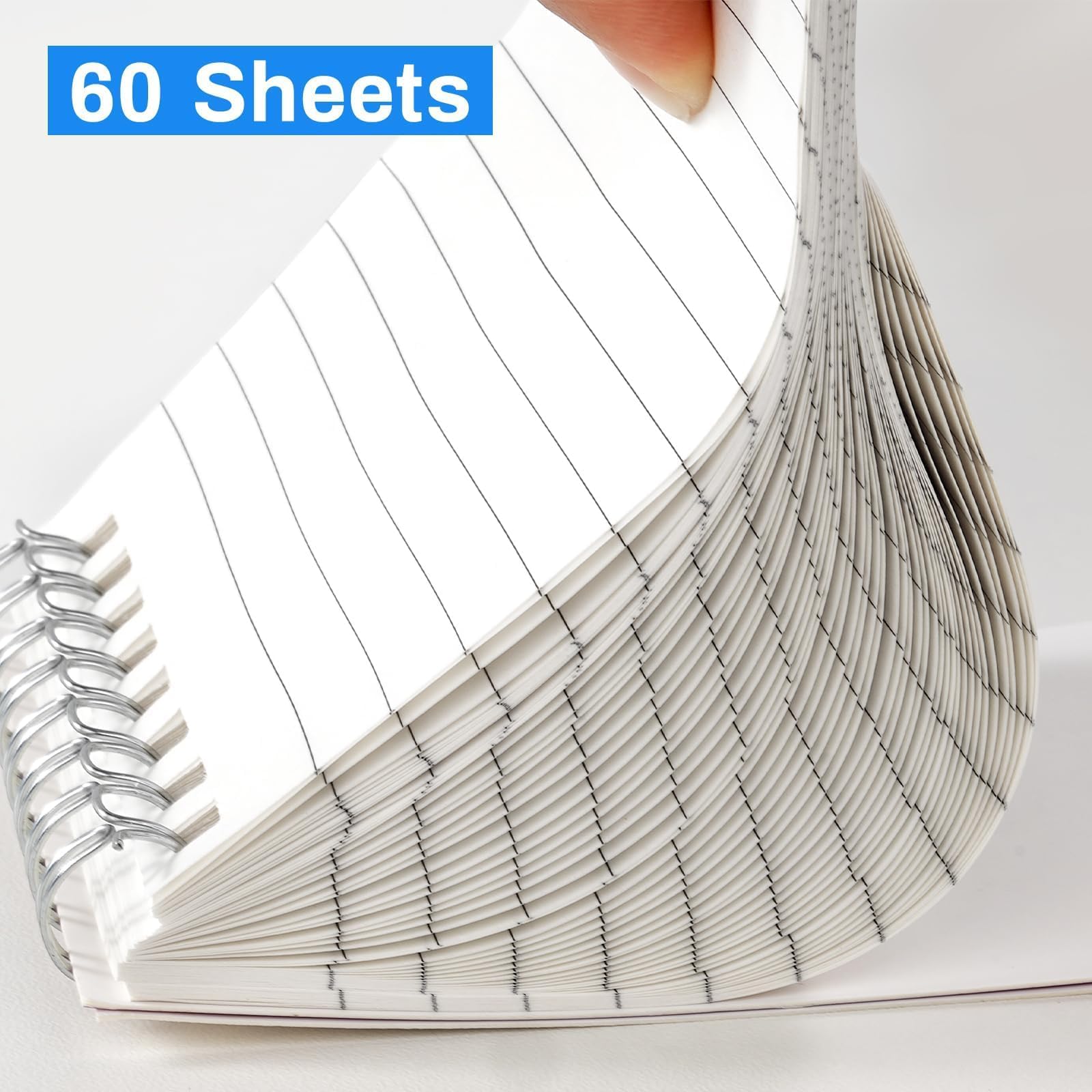 Lot de 60 mini carnets de poche à spirale avec pages lignées, 60 feuilles/120 pages colorées (80 g/m²), 7,6 x 12,7 cm, petits blocs-notes pour bureau, travail, université, maison, voyage