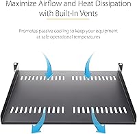 Vista 3 de StarTech.com Estante para Rack de Servidor 1U - Bandeja Voladiza Ventilada para Montaje en Rack para Rack de Red y Gabinete de 19", 44 lb/20 kg, 10