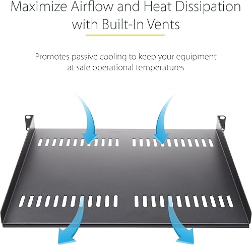 Vista 3 de StarTech.com Estante para Rack de Servidor 1U - Bandeja Voladiza Ventilada para Montaje en Rack para Rack de Red y Gabinete de 19", 44 lb/20 kg, 10