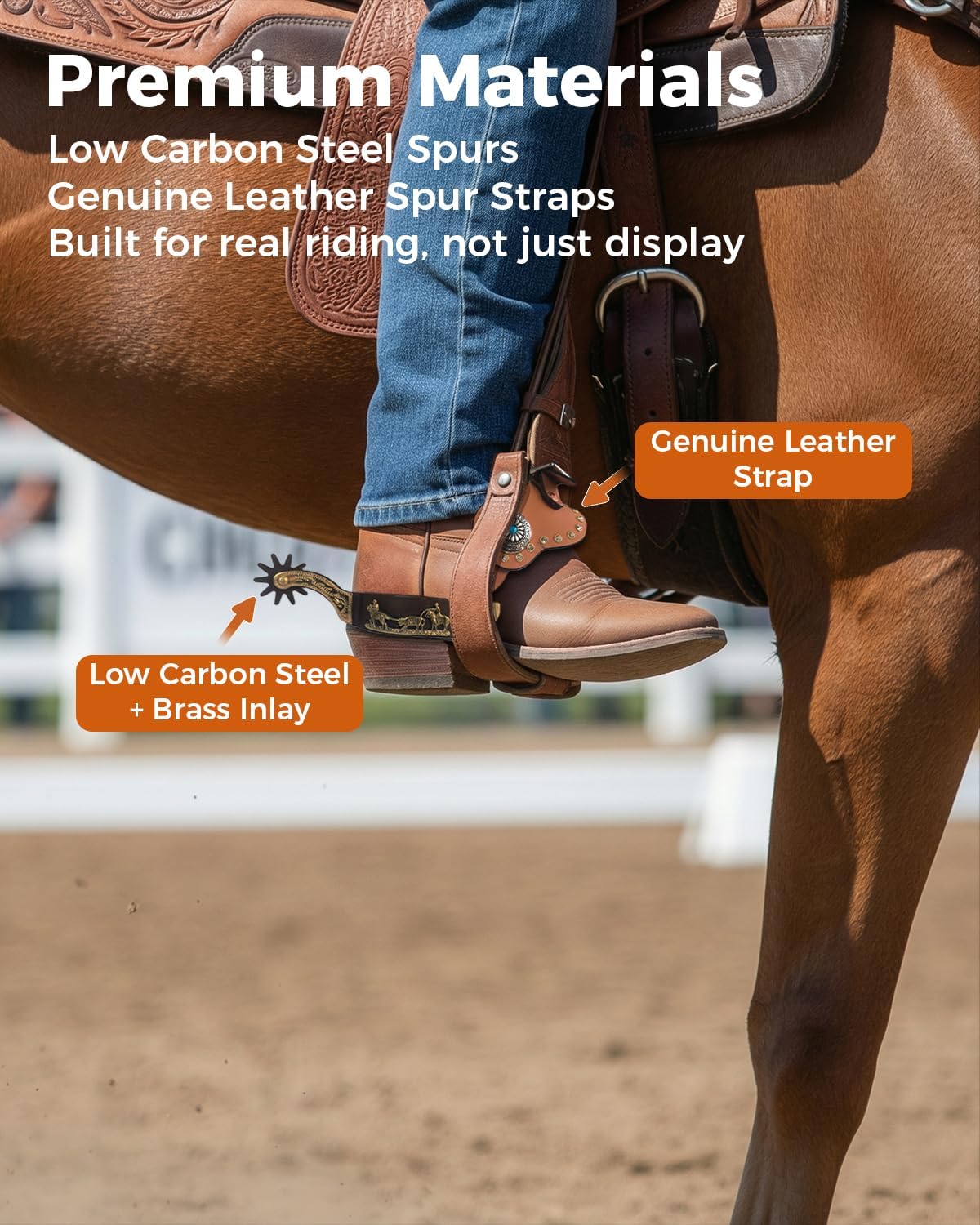 Hilltown 2 Pack Western Spurs with 2 Pcs 8-Hole Genuine Leather Spur Straps, 10-Point Rowel, Antique Bronze, Low Carbon Steel for Western Riding, Equestrian Competition and Training