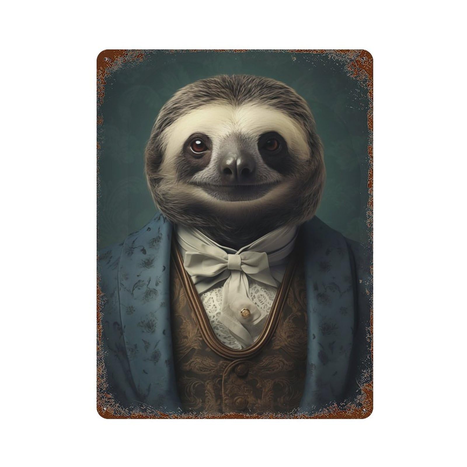 Sloth Animal Funny Vintage Wall Sign 15.7"x11.8", Rust Effect Metal Decor for Bistro, Counter And Cafe Decor