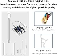 Vista 4 de Adaptador Lightning a USB para cámara para iPhone con puerto de carga Lightning Cable OTG USB 3.0 hembra Teclado Mouse Sin soporte para USB C, SSD