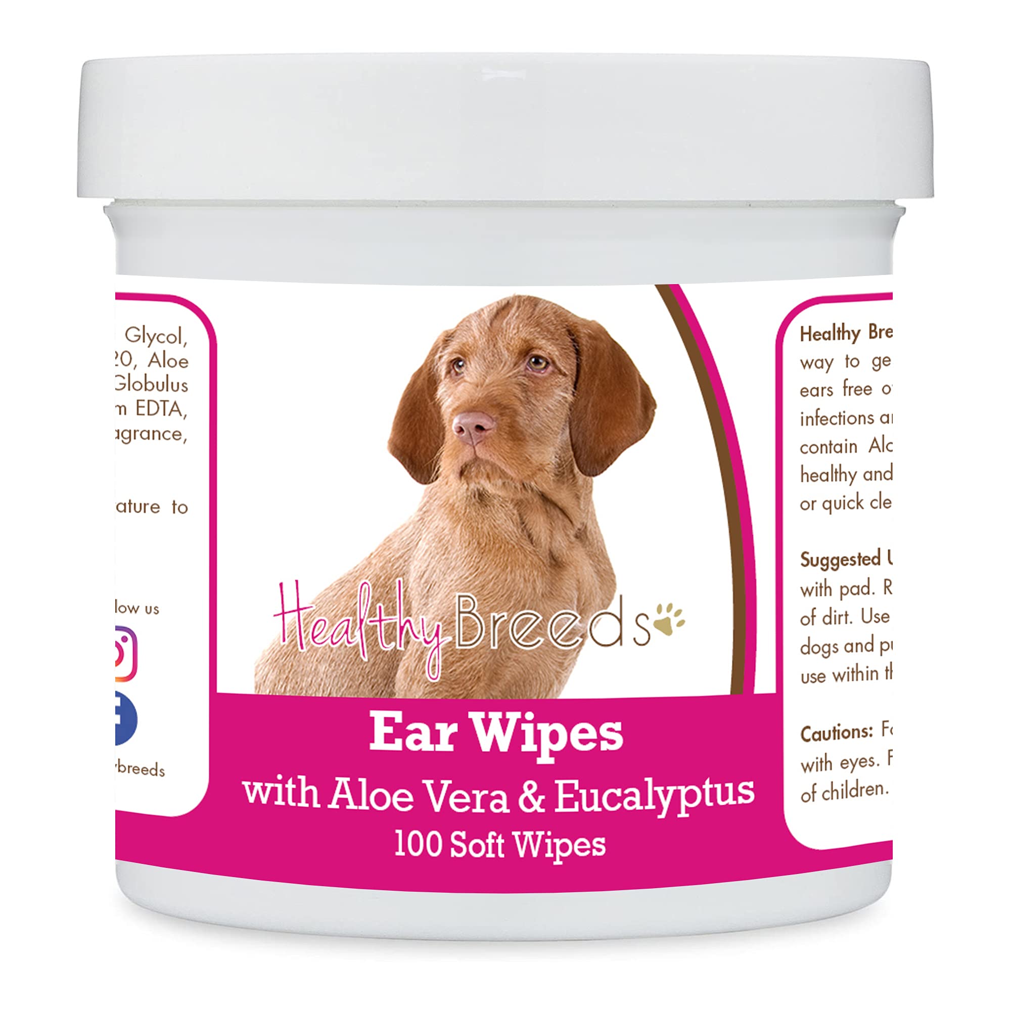 Healthy Breeds Wirehaired Vizsla Ear Cleaning Wipes with Aloe &amp; Eucalyptus for Dogs 100 Count