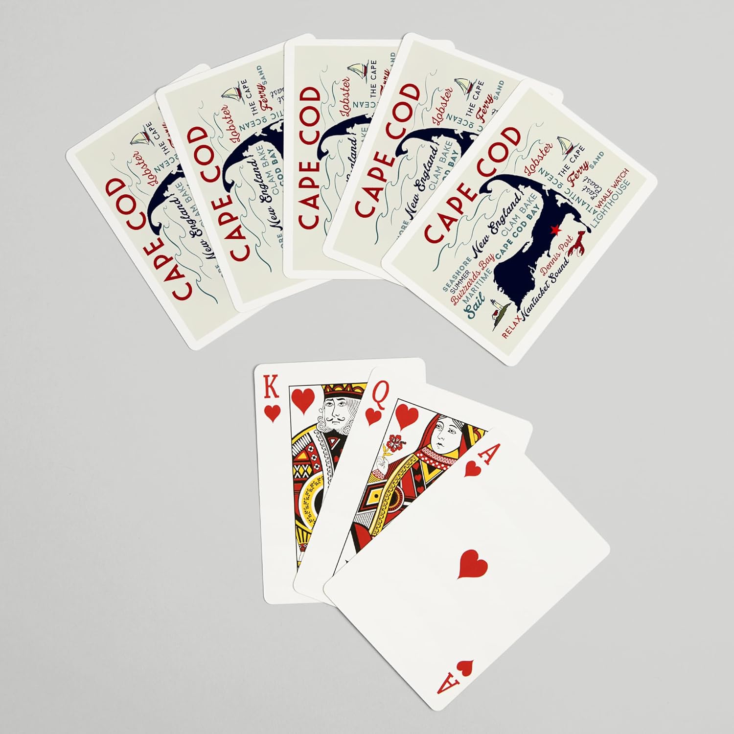 Lantern Press Cape Cod, Massachusetts, Dennis Port, Typography and Icons, 52 Playing Cards for Adults, Poker Size Card Deck
