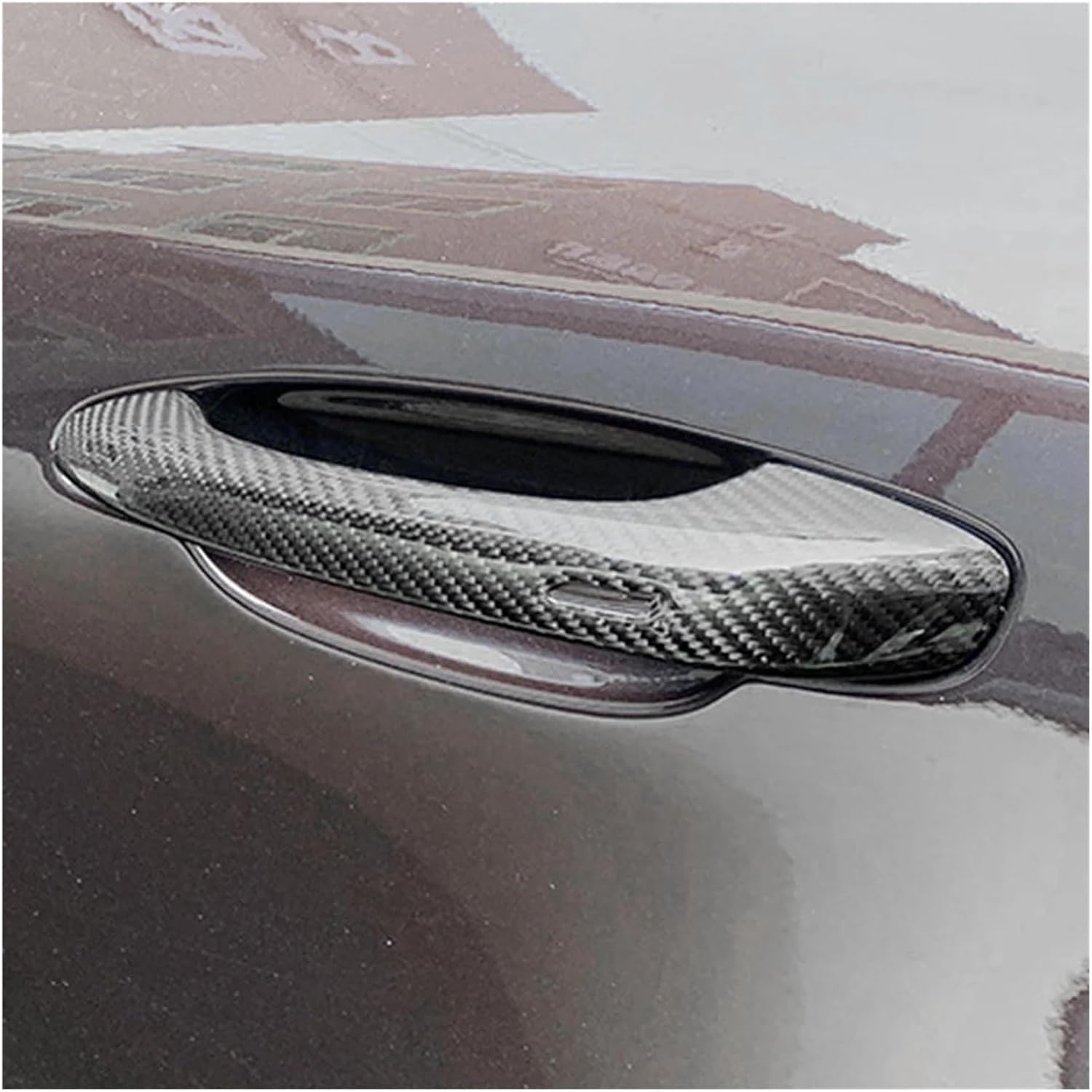カーボンファイバー製車ドア外部ハンドルカバー キーホール付き MACAN Cayenne Paname 【スロット】