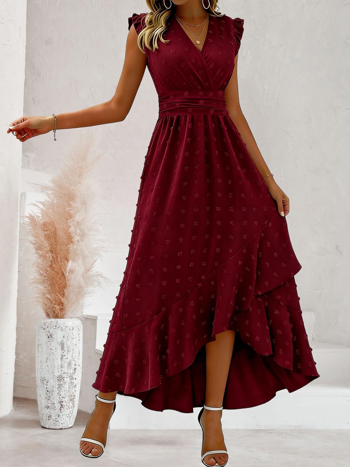 Sommerkleid Damen Elegant Kleid Kurze Ärmel V-Ausschnitt Casual Kleider A-Linie Blumenmuster Minikleid Freizeitkleider Sommer Kleid Partykleid