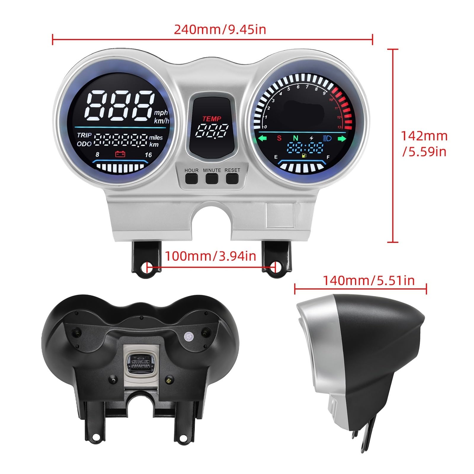 Compteur de Vitesse Digital Moto Compteur De Vitesse Numérique 12 V pour Moto, Tachymètre, Odomètre, Tableau De Bord pour CBX250 CBF250 pour Twister 2001-2008