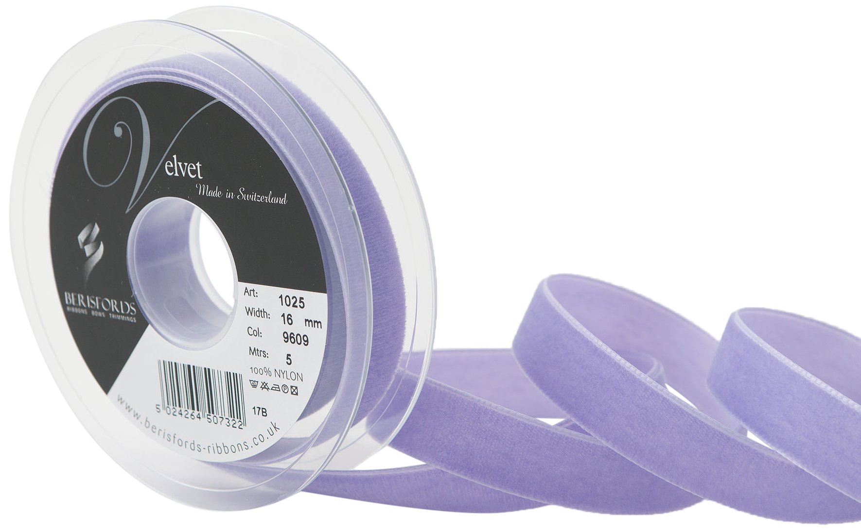 Berisfords Velvet Ribbon, Violet, 102 x 21 x 102 cm