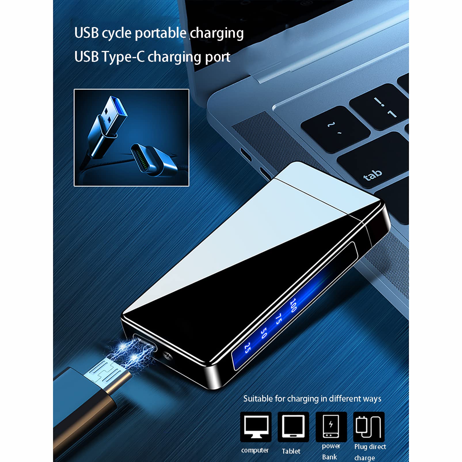 CUTTE Type-C Briquet Rechargeable USB Rechargeable Double Arc Plasma Briquet Écran Tactile Puissance Affichage Numérique Impulsion Allume-Cigare