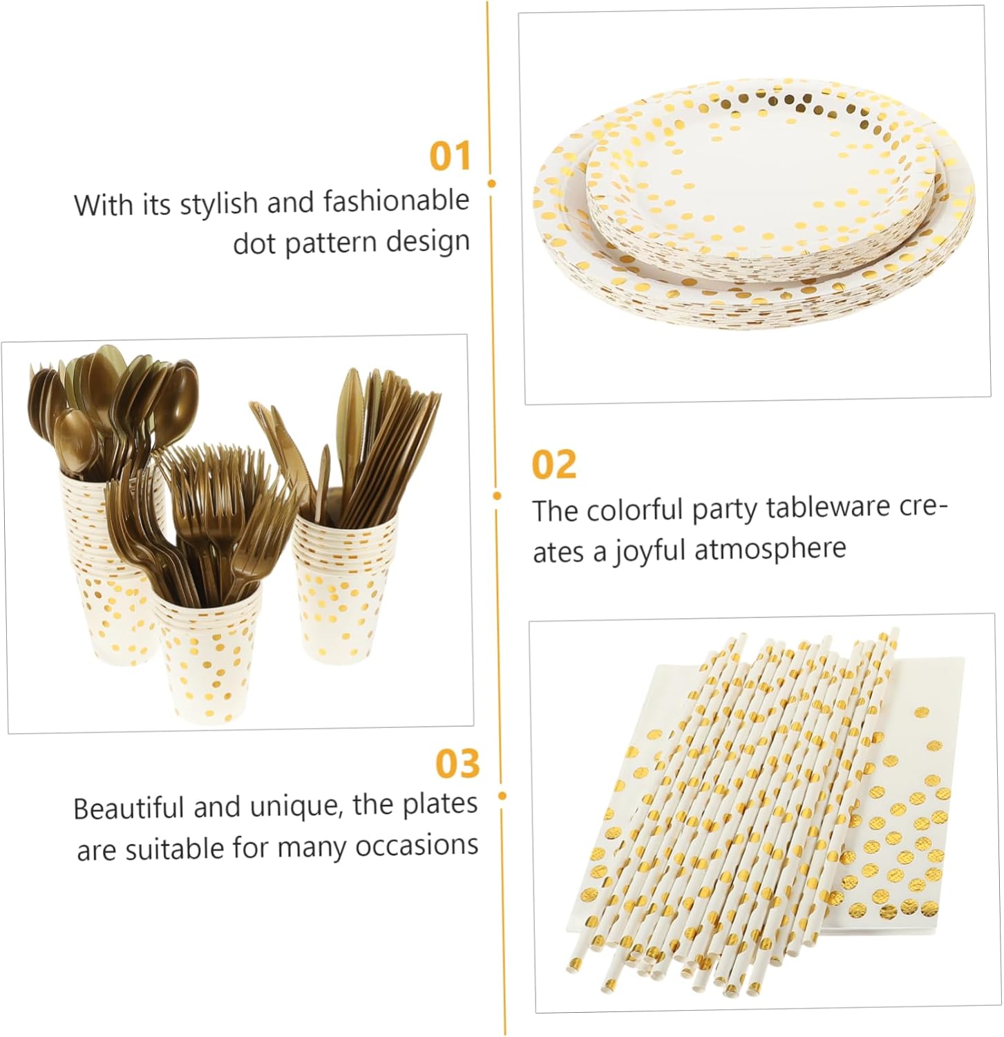 1set Elegant Paper Tableware Set Party Supplies for Weddings Gatherings and Events Plates Napkins Cups and Silverware