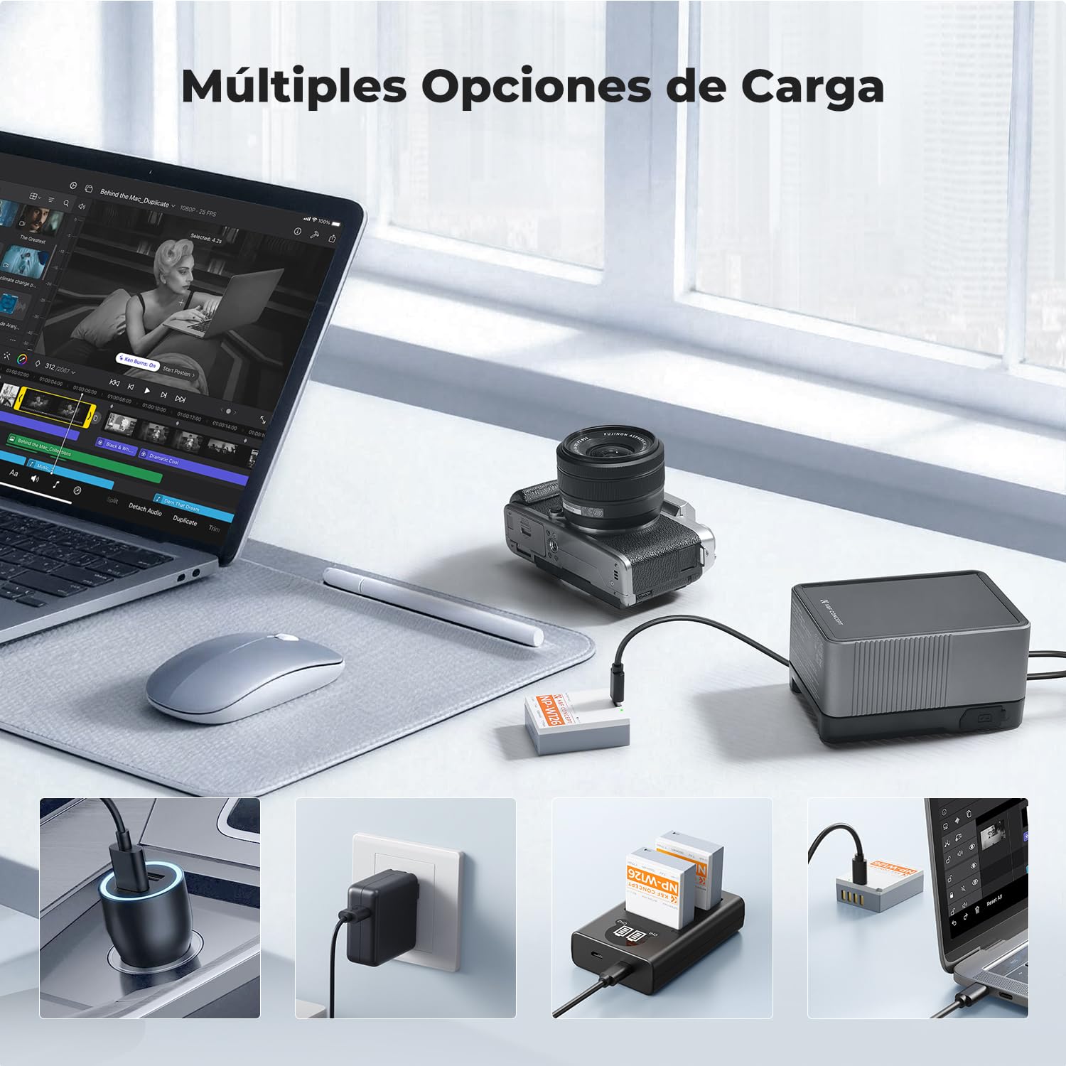 K&F CONCEPT NP-W126S NP-W126 Baterías Paquete de 2x1050mAh Baterías de Carga Directa de USB-C Compatible con Fujifilm X100VI, XM5, XE5, X Half, X-S10, XT30, XT30 II, X100V, XS10, XT50