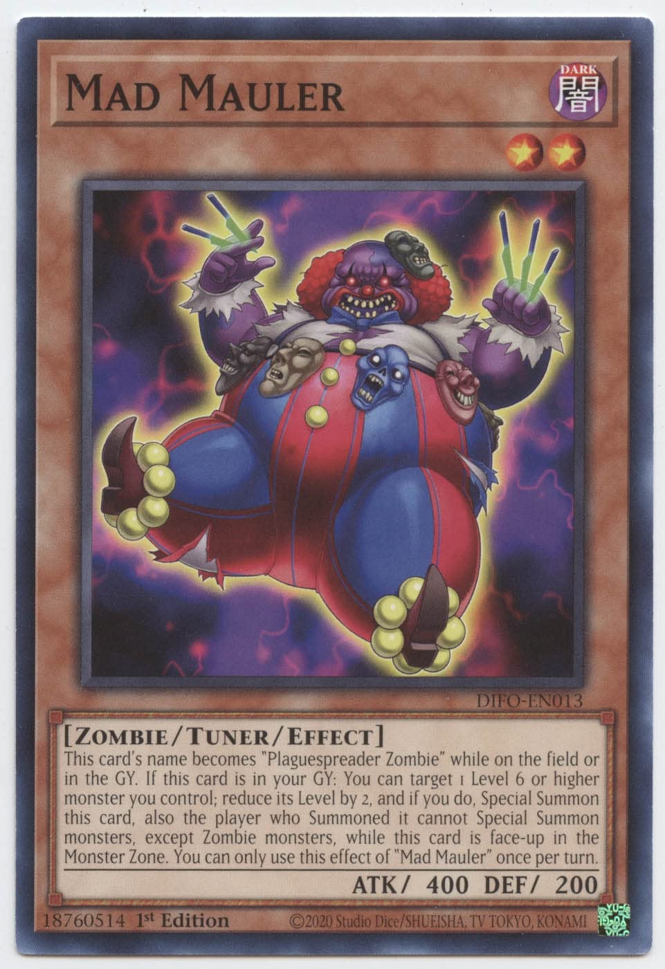 Amazon.com: Yu-Gi-Oh! Mad Mauler - DIFO-EN013 - Common