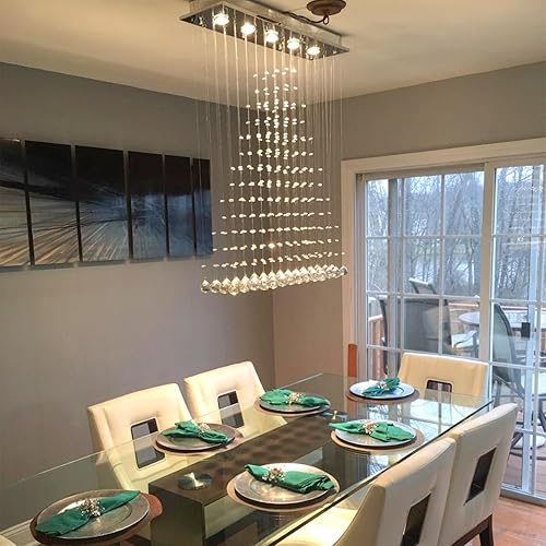 Miniatura 4 de CRYSTOP Modern 4-Tier Luxury K9 Cyrstal Chandelier for Dining Room, Black Flush Mount Ceiling Pendant Light Fixture for Foyer Entryway High Ceilings