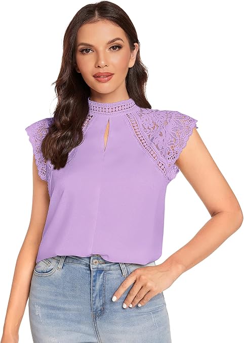 SheIn Blusas elegantes de encaje en contraste para mujer : Amazon.com.mx:  Ropa, Zapatos y Accesorios