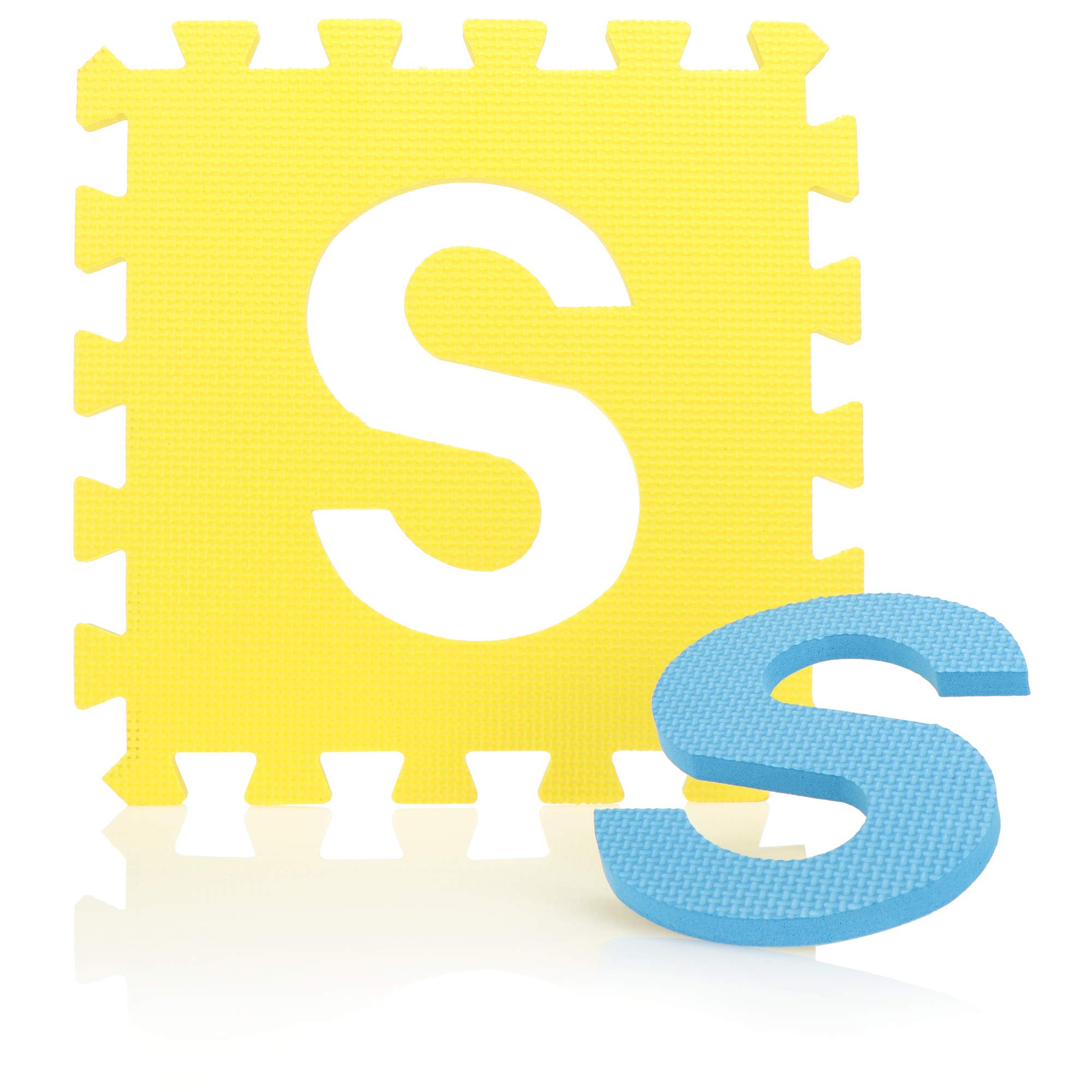 COM-FOUR® Puzzle de Suelo de 26 Piezas, Alfombrillas Blandas con Letras, Ideal para niños a Partir de 2 años, práctica Almohadilla Protectora para el Suelo [la Mezcla de Colores varía] (Letras)