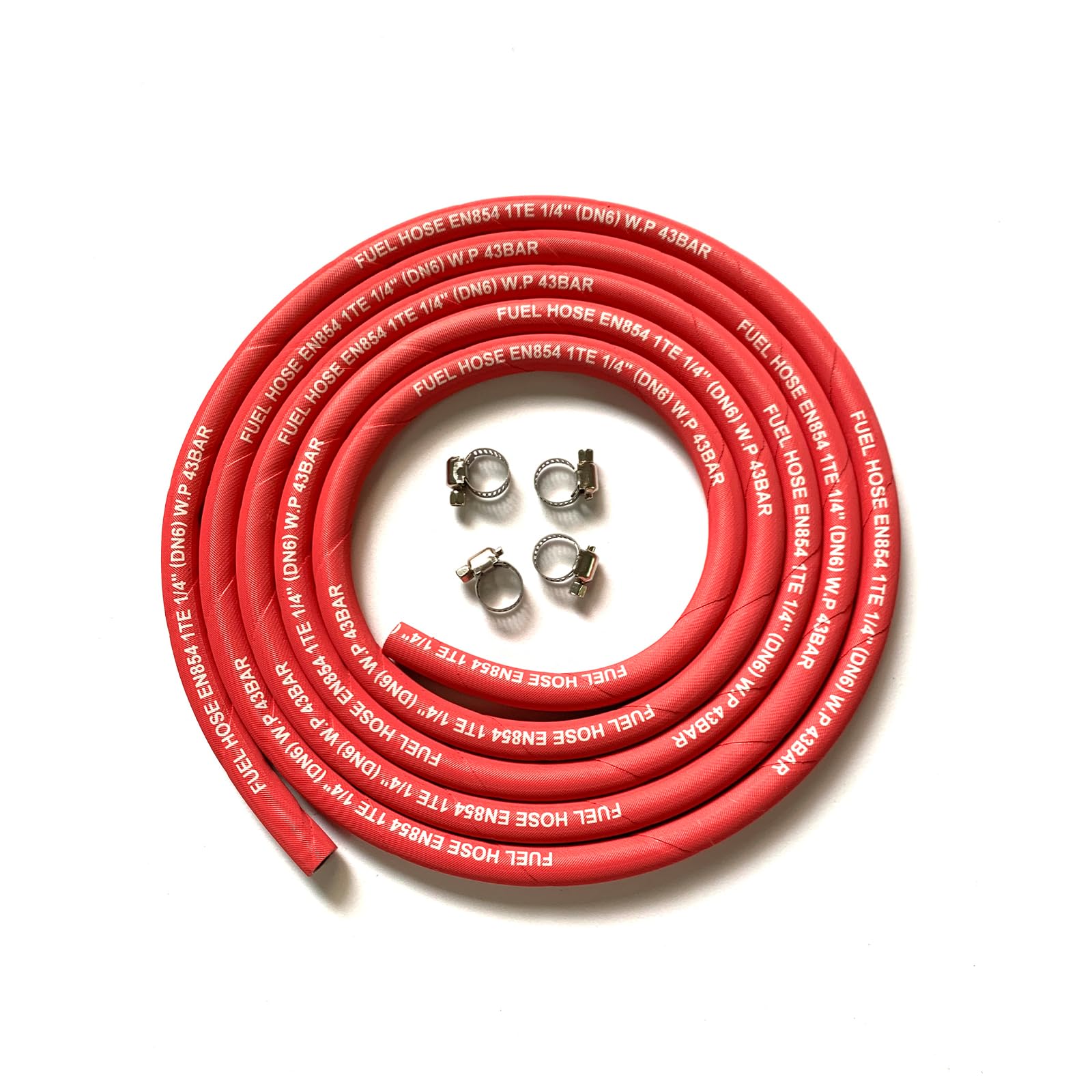 10FT Fuel Line 1/4" IN,4AN 6MM,2.8Mpa 400PSI,Fuel Systems Tube Hose,Red