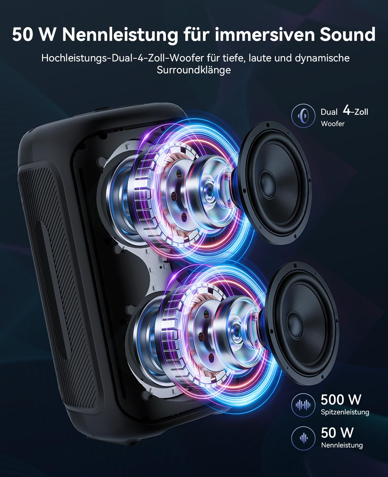 GKD40 Tragbare Karaoke-Maschine für Erwachsene, Bluetooth-Lautsprecher mit PA-System, 2 kabellose Mikrofone, Party-Lautsprecher mit LED-Licht, 4-Zoll-Woofer für Zuhause und Outdoor-Partys