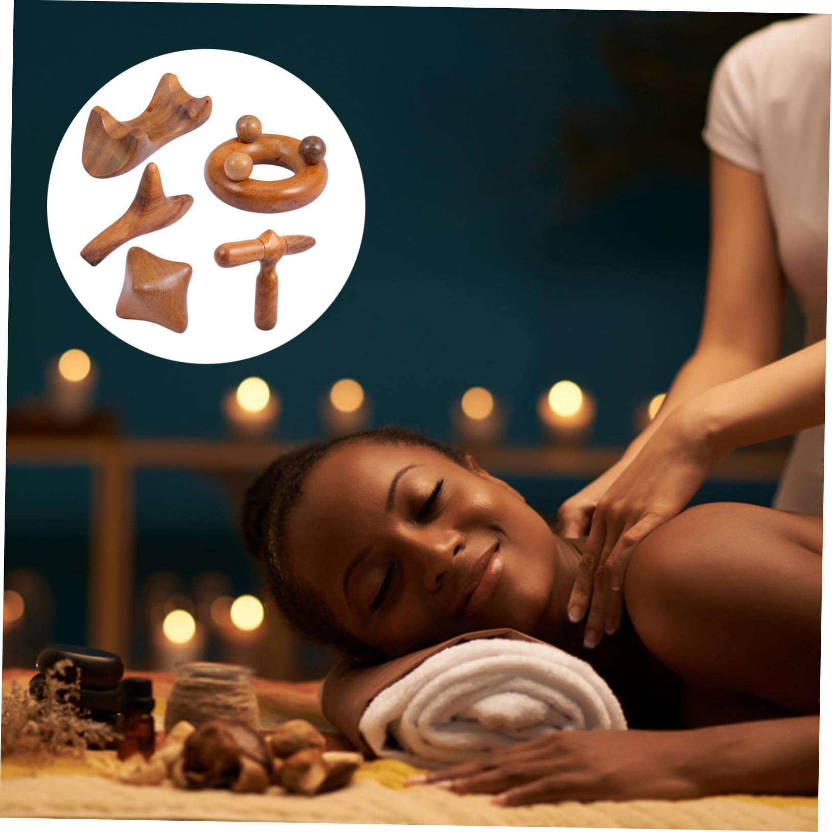 5 piezas Tablas Gua Sha de Madera Tradicional para Masaje Facial y Corporal Herramienta Ligera para Raspado y Masaje Cuello y Cuerpo Duradera y Portátil para Cuidado Piel y