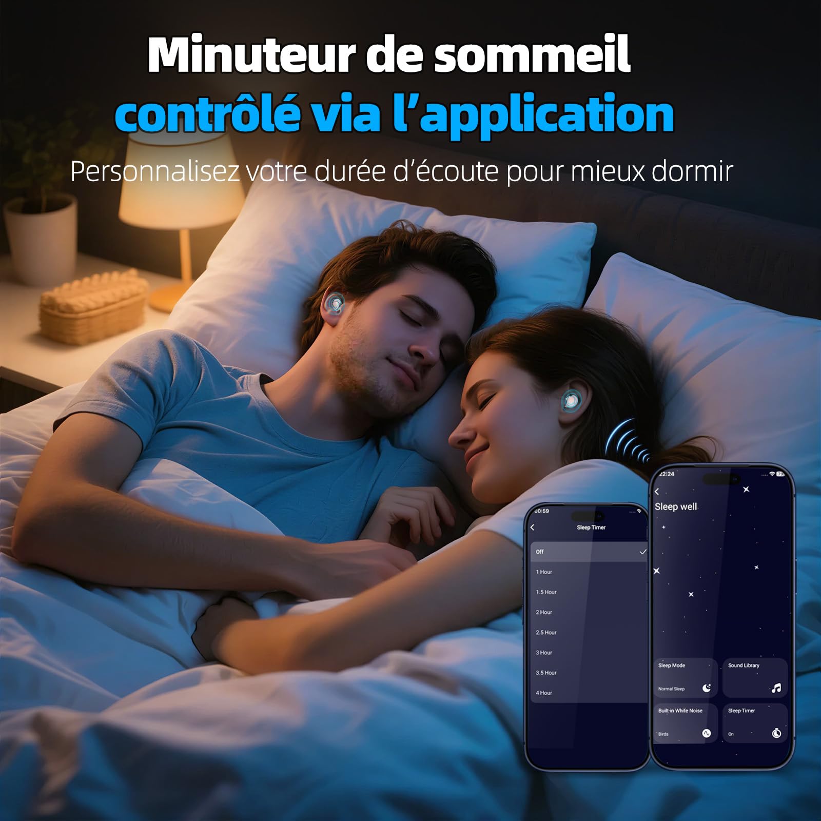 Ecouteurs Bluetooth sans Fil, Écouteurs Sommeil pour Dormir sur Le Côté 40H