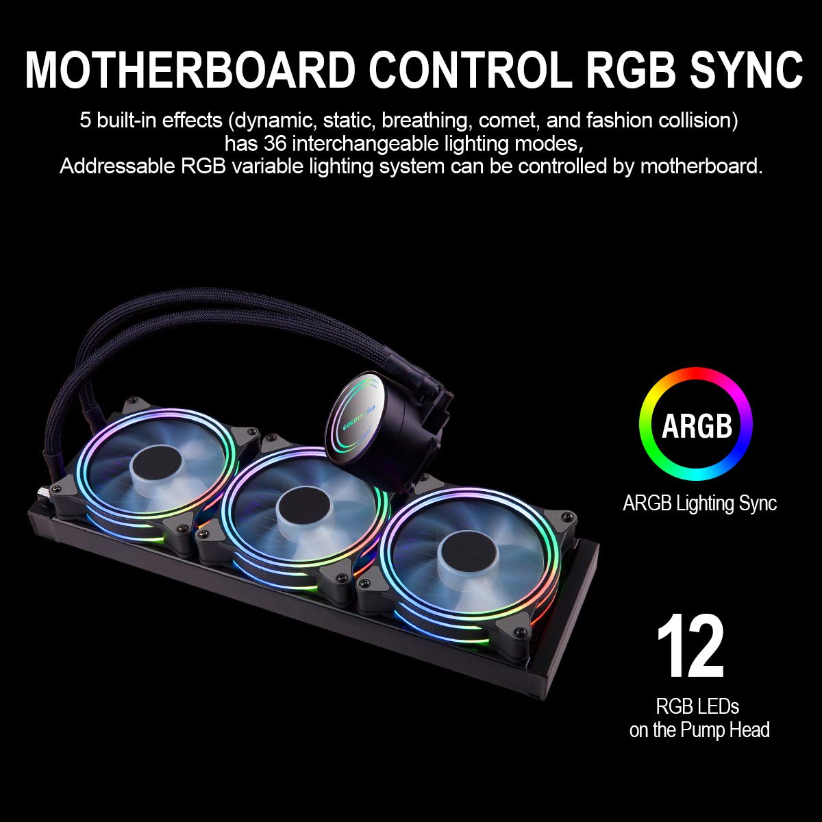 GOLDEN FIELD ICY Chill Series Cooler Liquid, 3X PWM Addressable