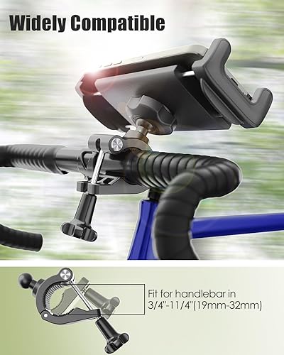 Miniatura 3 de Soporte para tableta de teléfono de motocicleta para manillar de 34"-114", soporte de tableta de bicicleta de doble protección para dispositivos de