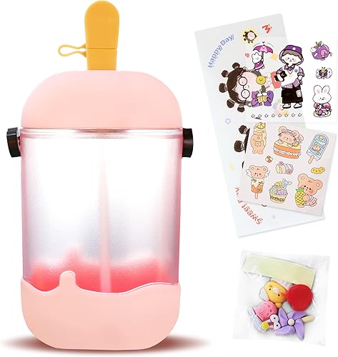 Miniatura 1 de Botellas de agua Kawaii para helados, tazas de paletas de helado, tazas para beber jugo, lindas botellas de agua con adhesivo 3D para helado con