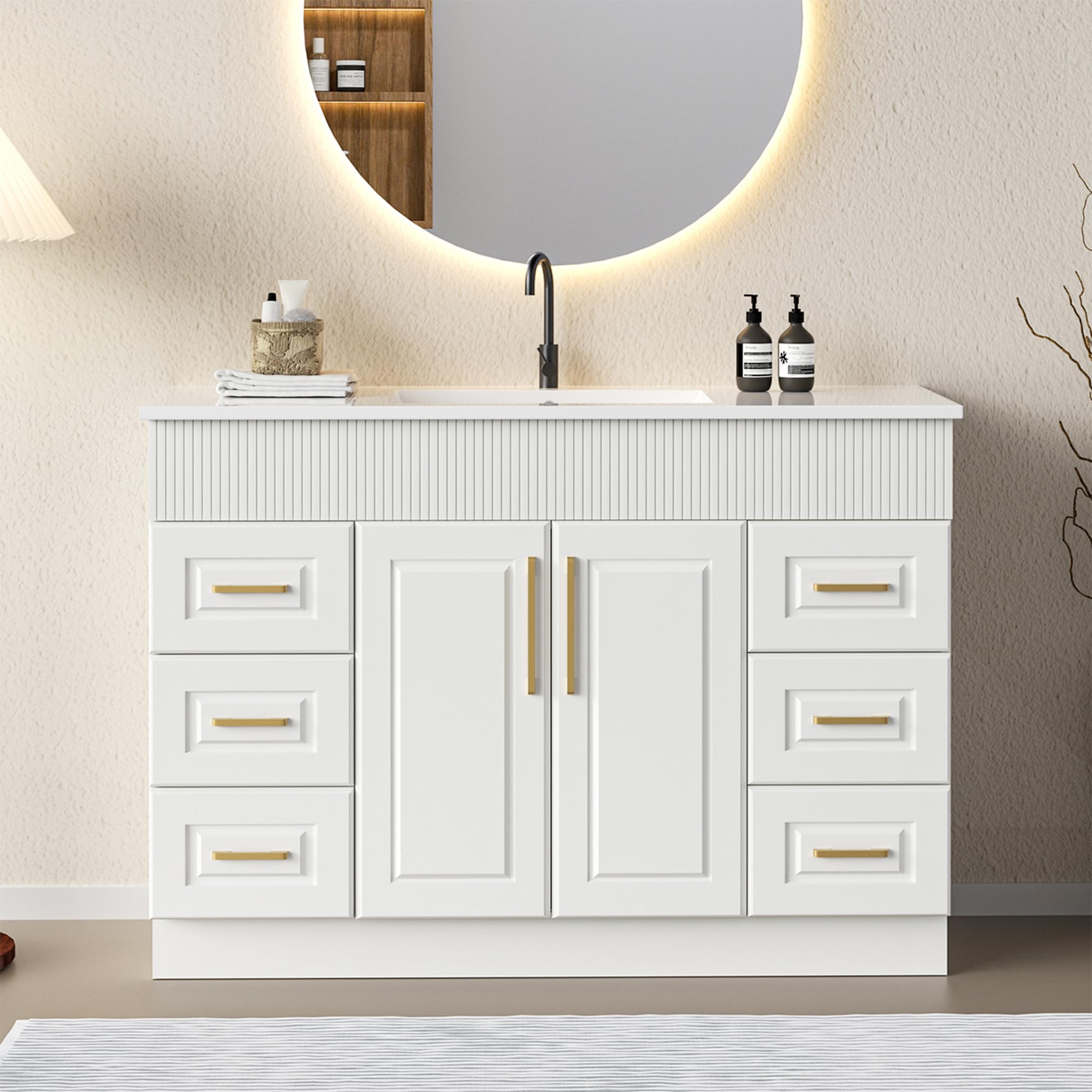 48 Freestanding Vanity with Wave Drawers