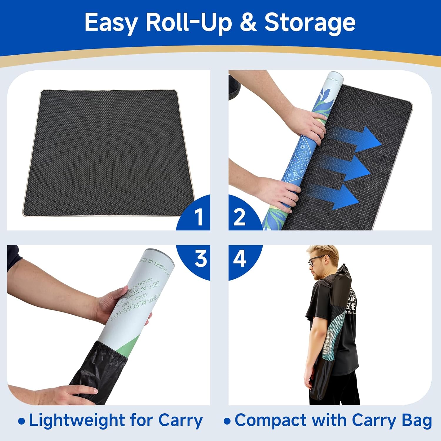 Mahjong Mat 2025 Upgraded No-Crease & No Odor Design, 32.3 Inch with Waterproof Velvet, Non-Slip PU Silicone, Lightweight for Noise Reduction, Includes Printed Rules for Tiles and Cards (Light-Blue)