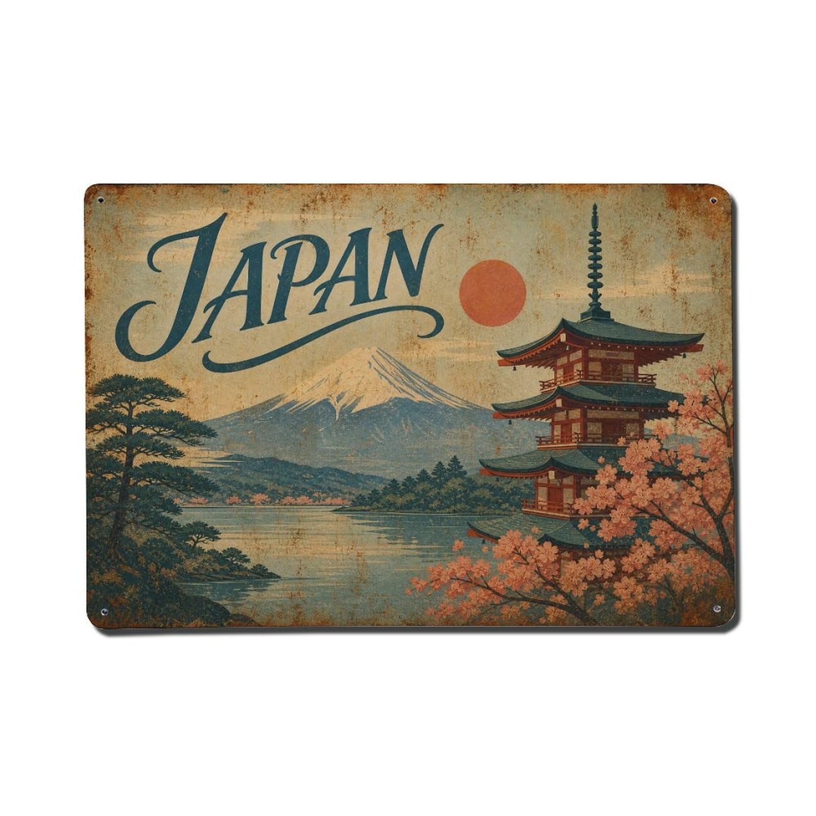 Huiyhb 8X12inch(20X30cm) Vintage Travel Japan Serenity Metal Tin Sign