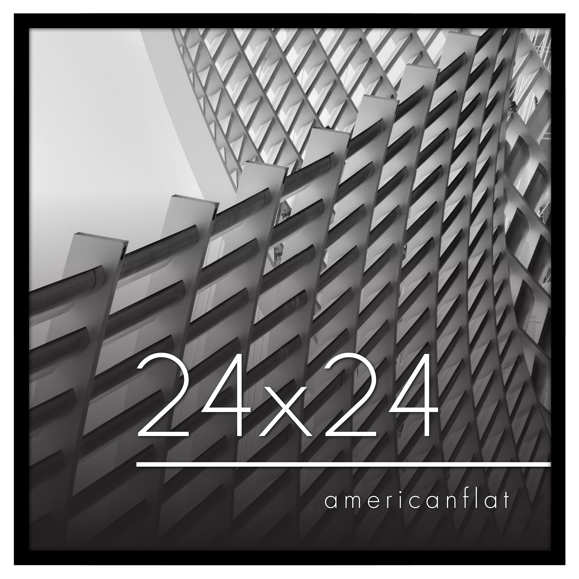 americanflat 24x24 picture frame in black - thin border photo frame with polished plexiglass - square picture frame with hanging hardware included for wall display