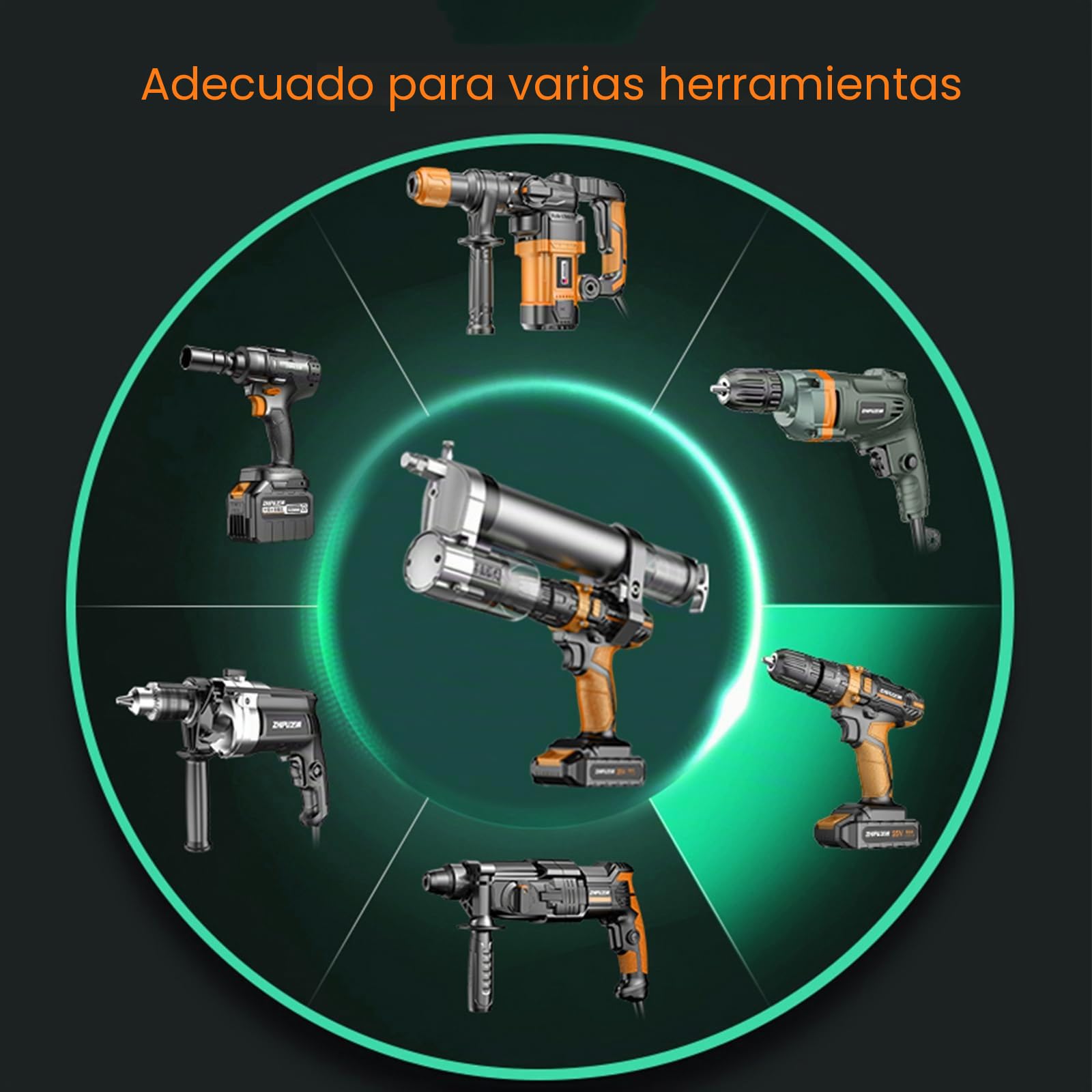 Adaptador de pistola de grasa, convierte herramienta neumática, taladros inalámbricos y controladores de impacto en pistola de grasa eléctrica, cabezal de pistola de conversión universal con acoplador