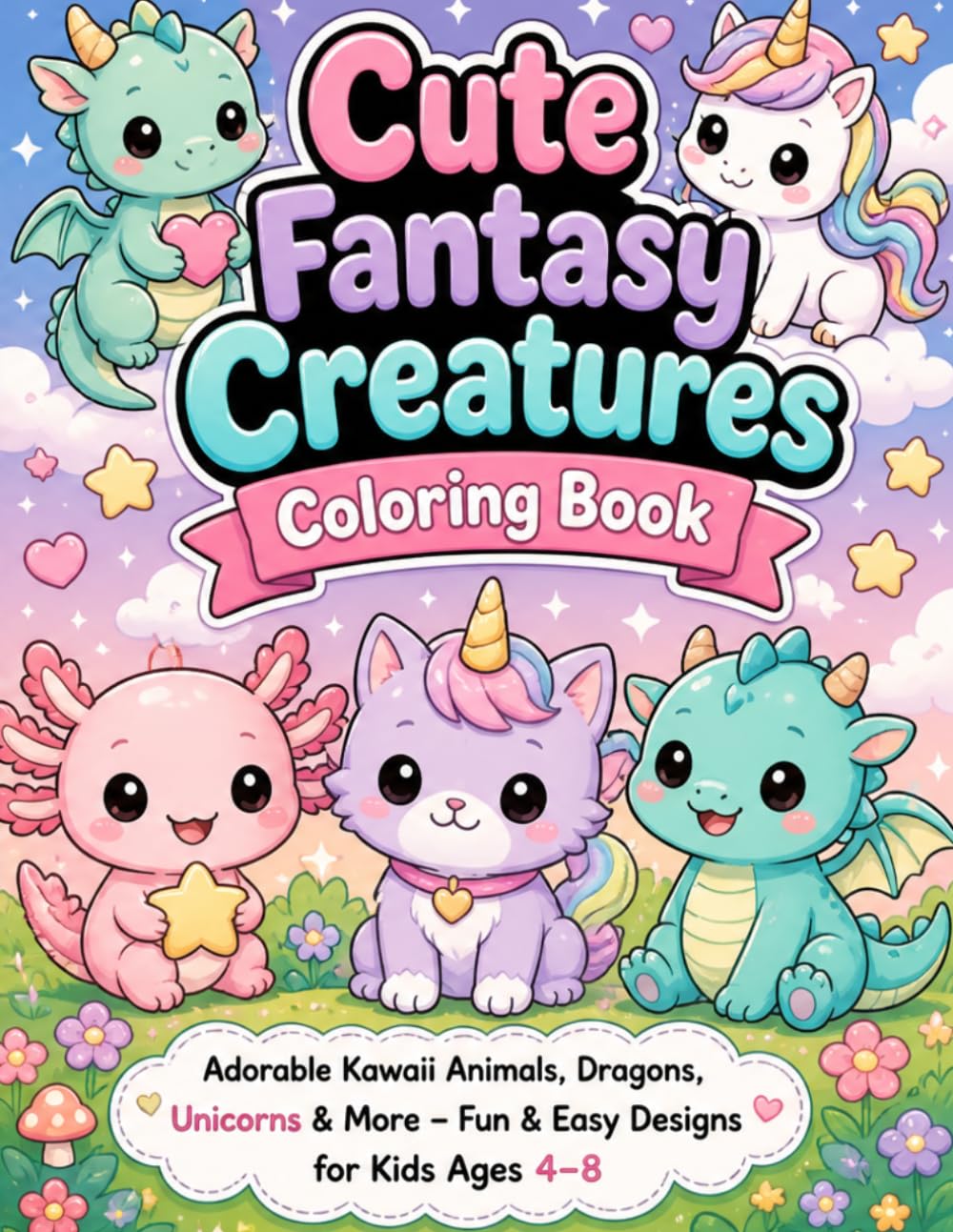 Cute Fantasy Creatures Coloring Book