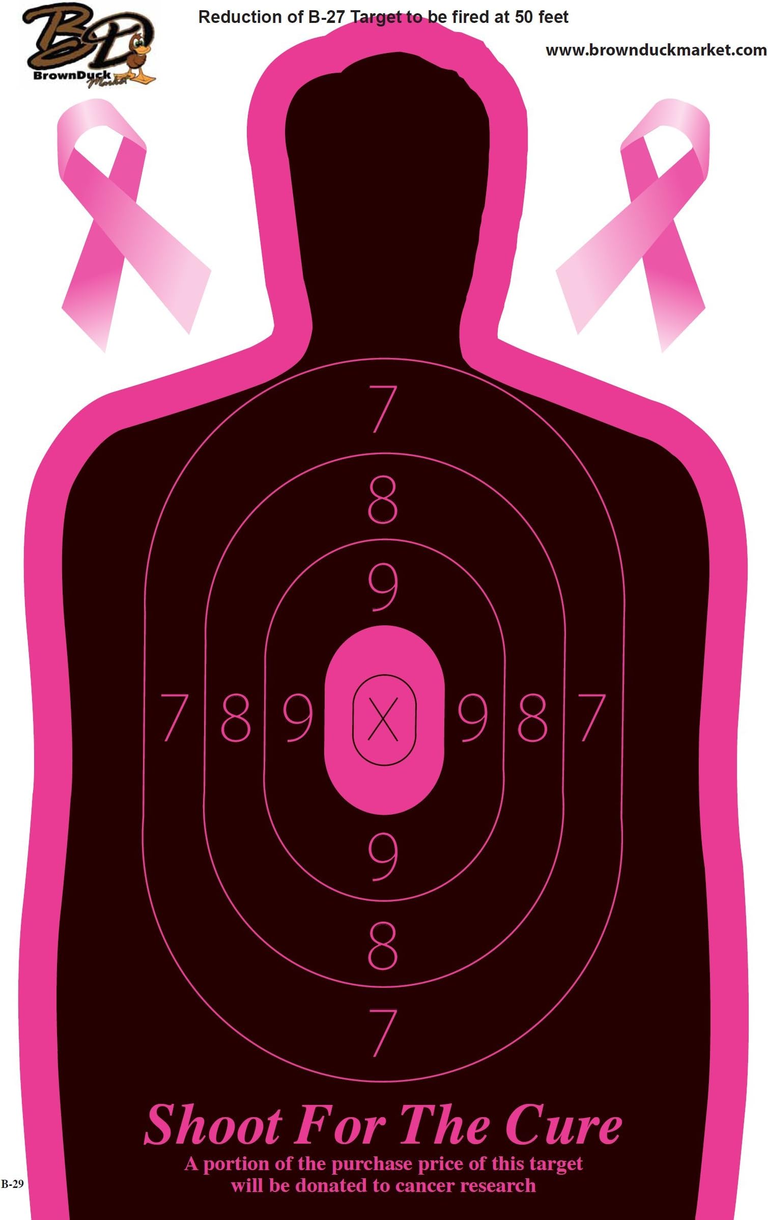 BrownDuck Silhouette Splatter Target 12" x 18" Reactive Target Shooting Practice Sheets B-29 (10-Pack)