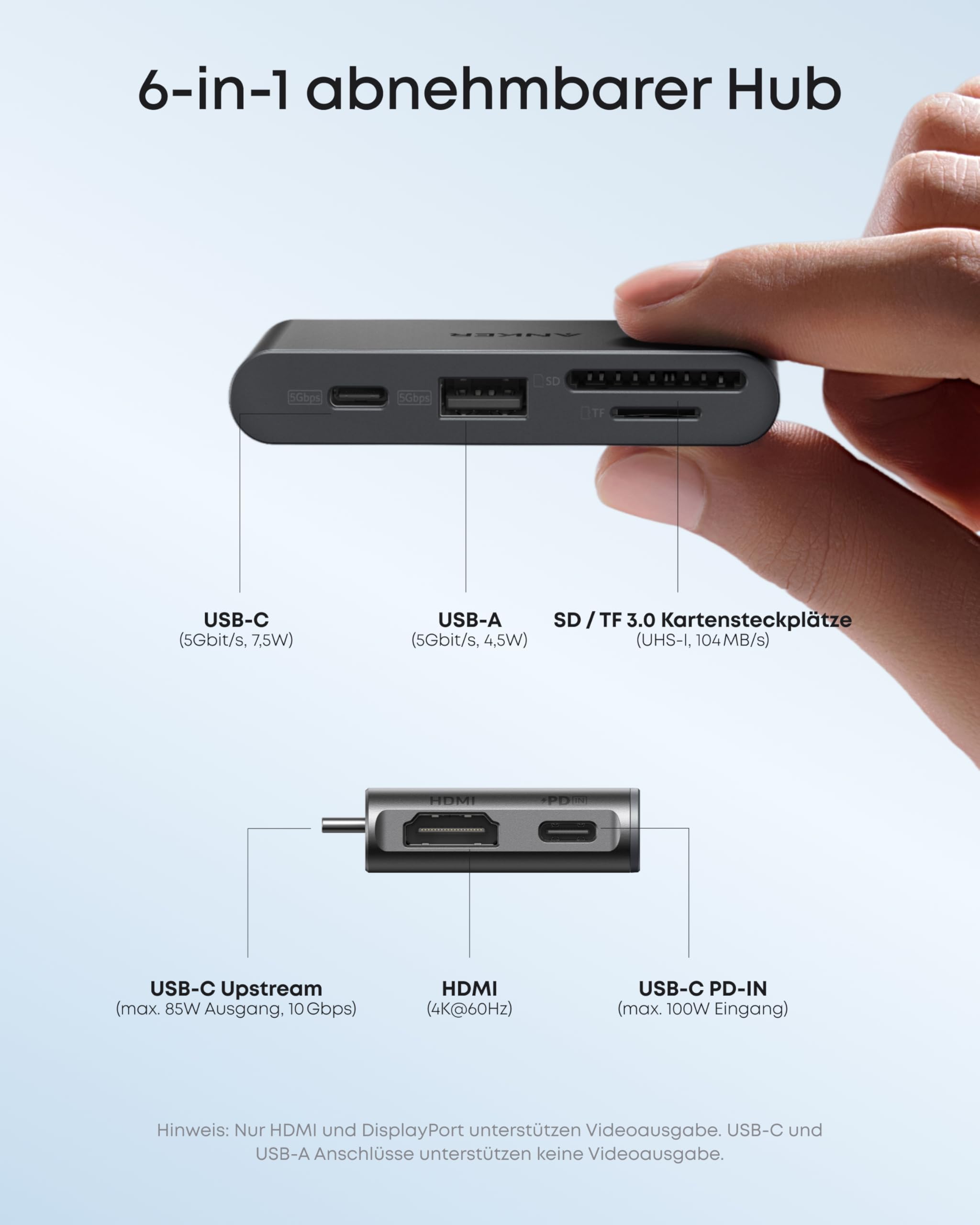 Anker Nano Laptop Dock, Integrierter Hub, 13-in-1 USB-C Triple-Display (2× HDMI, 1× DP), 10Gbps USB-C, 3× USB-A, Audio, SD/TF, Ethernet, Bis 100W Power Delivery, Für Dell, Lenovo, HP u.v.m.