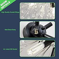 Vista 4 de Moderna lámpara de techo de cristal negro, mini lámpara de araña Sputnik de cristal de 4 luces, lámparas de techo semiempotradas para dormitorio