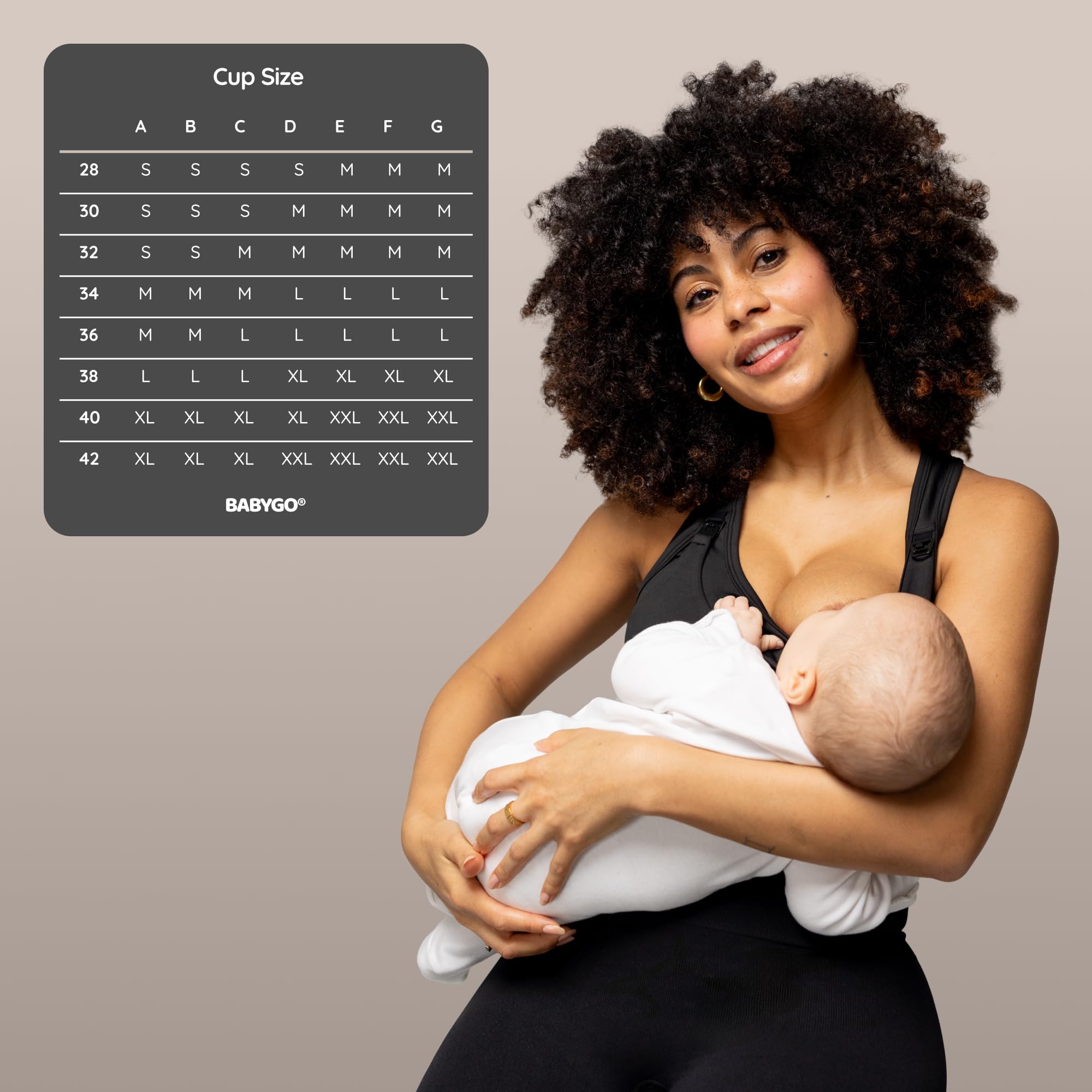 BABYGO® Reggiseno sportivo per allattamento al seno con supporto ad alto impatto, reggiseno premaman per gravidanza, senza cuciture, senza fili, con cuscinetti rimovibili per il massimo comfort, nero