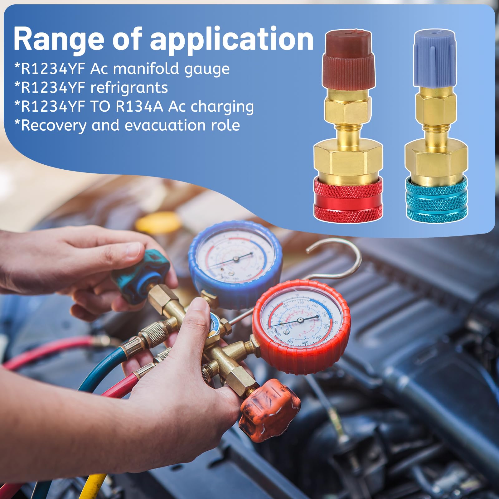 DBREAKS 2 Attacchi Rapidi R1234YF Kit, Adattatori R1234yf a R134a, Ottone Kit Attacchi Rapidi, r1234yf Raccordi Adattatori